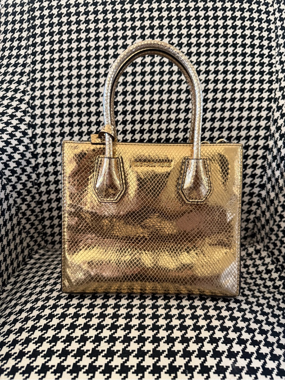 Michael Kors Metallic Gold Structured Satchel